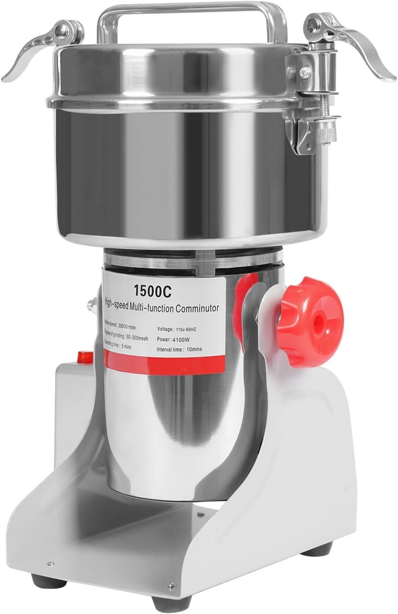 banborba Grain Mill Grinder Electric 1500g Commercial Spice Grinder 4100W Stainless Steel Pulverizer Dry Grinding Machine for Wheat Corn Rice Pepper Herbs Coffee Beans - Image 5